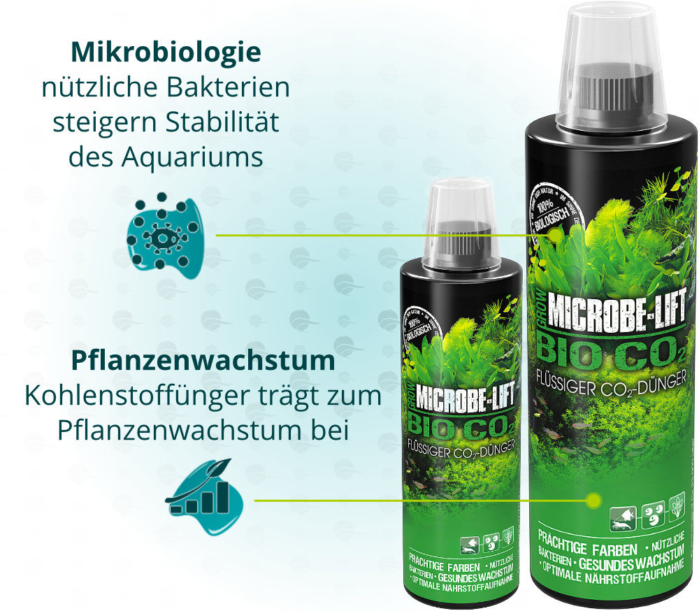 Dieses Bild zeigt die Eigenschaften von Microbe Lift Bio - Co2 - Flüssiger Kohlenstoffdünger